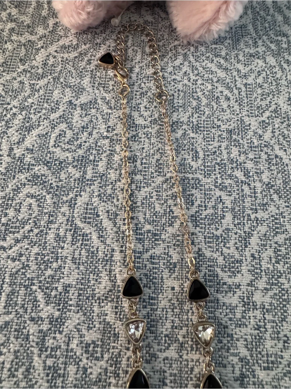 Elegant Black Triangle Lariat Necklace Bracelet Earrings Set
